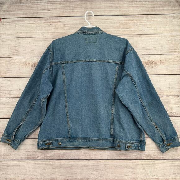 Wrangler Rugged Wear Trucker Jean Jacket Mens XXL Blue Medium Wash Denim - Picture 2 of 12